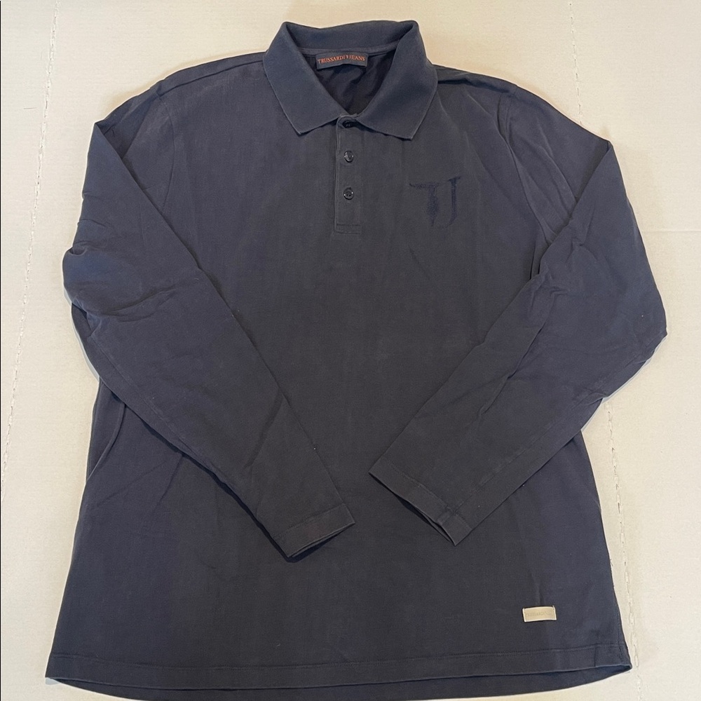 Trussardi Navy Blue Long Sleeve Polo Size XL